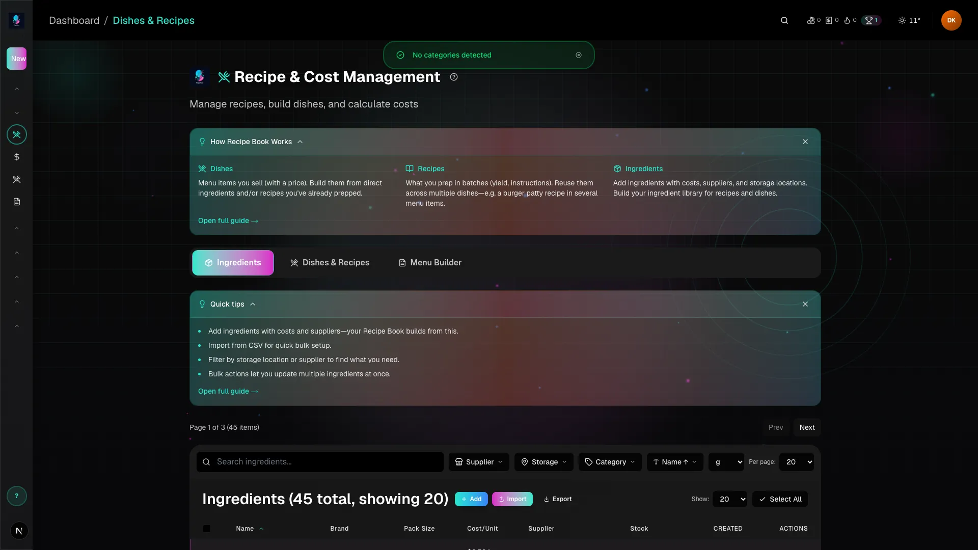 Recipe Builder — PrepFlow product screenshot